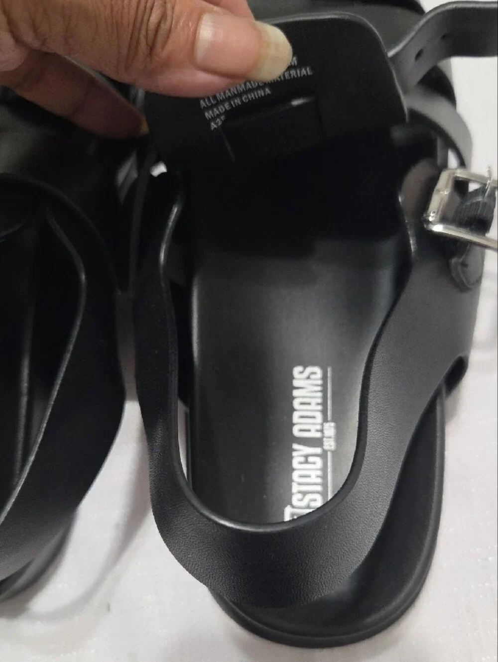 Stacy Adams Black Woven Leather Fisherman Sandals